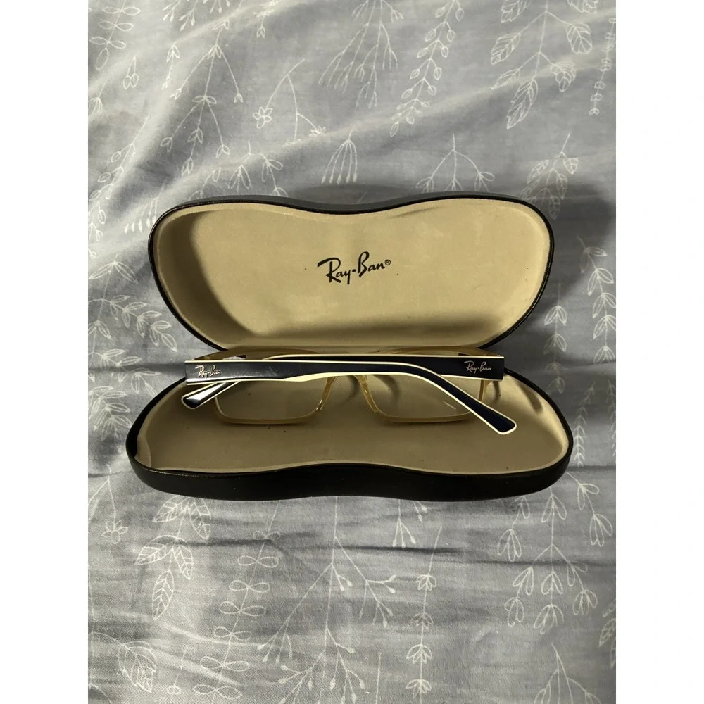 Ray Ban 5169 8119 Blue Tan Rectangular Eyeglasses Frames 52-16-140 with Case
